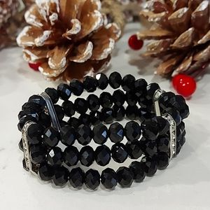 Black Crystal Bead Bracelet